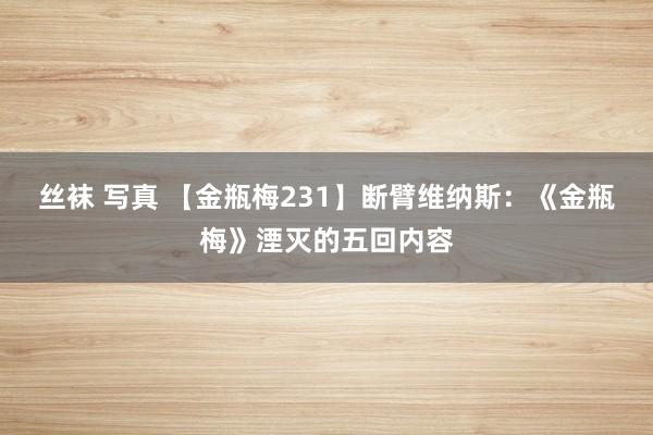 丝袜 写真 【金瓶梅231】断臂维纳斯：《金瓶梅》湮灭的五回内容